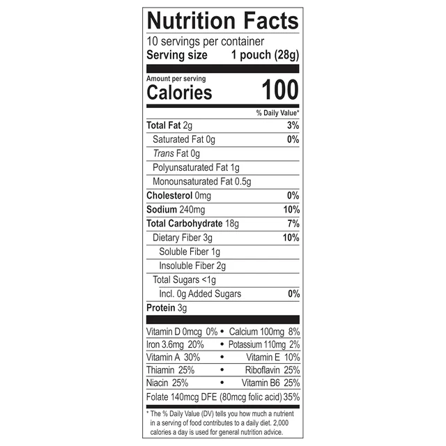 Nutrition label on the selected 100 Calorie Apples and Cinnamon packaging